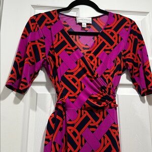 Donna Morgan OP Art Business, Casual, Classic Geometric Print Tie Waist Size 2